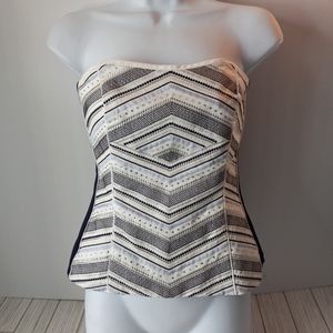 White House Black Market Embroidered Ponte Bustier Top